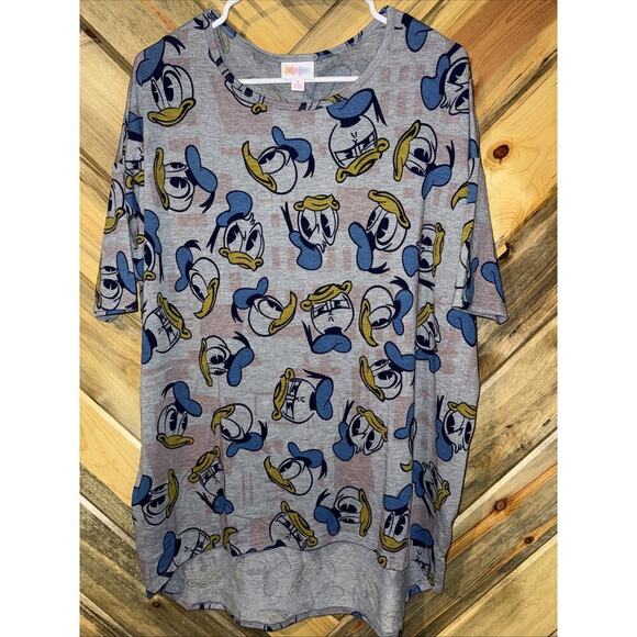 LuLaRoe Tops - LULAROE SMALL DISNEY IRMA TUNIC TOP • DONALD DUCK • HIGH-LOW HEM • KNIT JERSEY
